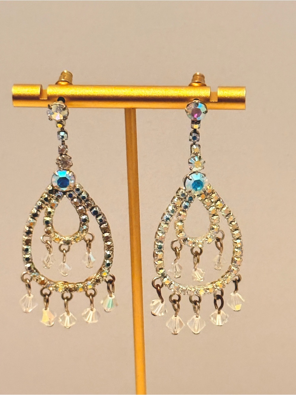 Kirks Folly Vintage Silver Tone Crystal Teardrop Dangle Earrings